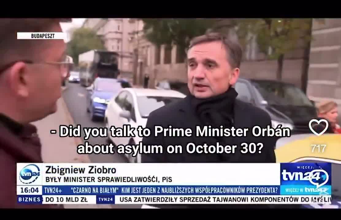 “Did you talk to PM Orbán about asylum?” — Poland’s ex-justice minister Zbigniew Ziobro, accused of 26 crimes, dodges whether he sought political asylum in Hungary. He’s been in Budapest for over two weeks with a Polish arrest warrant on him, refusing to return home