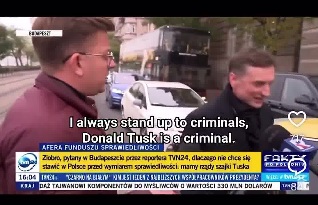 “Did you talk to PM Orbán about asylum?” — Poland’s ex-justice minister Zbigniew Ziobro, accused of 26 crimes, dodges whether he sought political asylum in Hungary. He’s been in Budapest for over two weeks with a Polish arrest warrant on him, refusing to return home